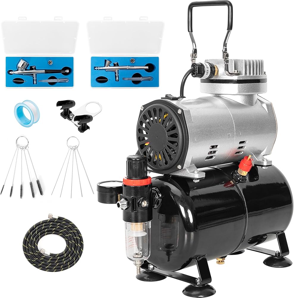 Amazon.co.jp: BQKOZFIN エアブラシ コンプレッサー セット ダブル