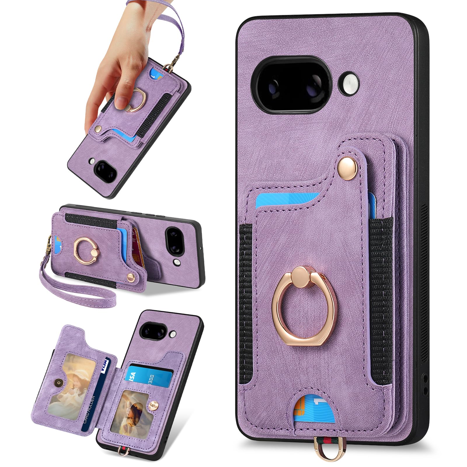Amazon.com: for Google Pixel 9A Phone Case Wallet Card Holder,PU