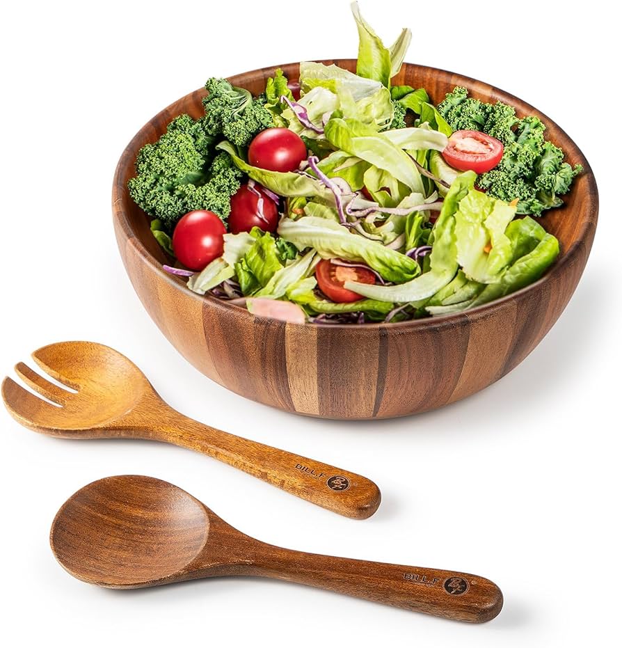 Amazon.co.jp: BILL.F 木製サラダボウル、12インチアカシアウッド
