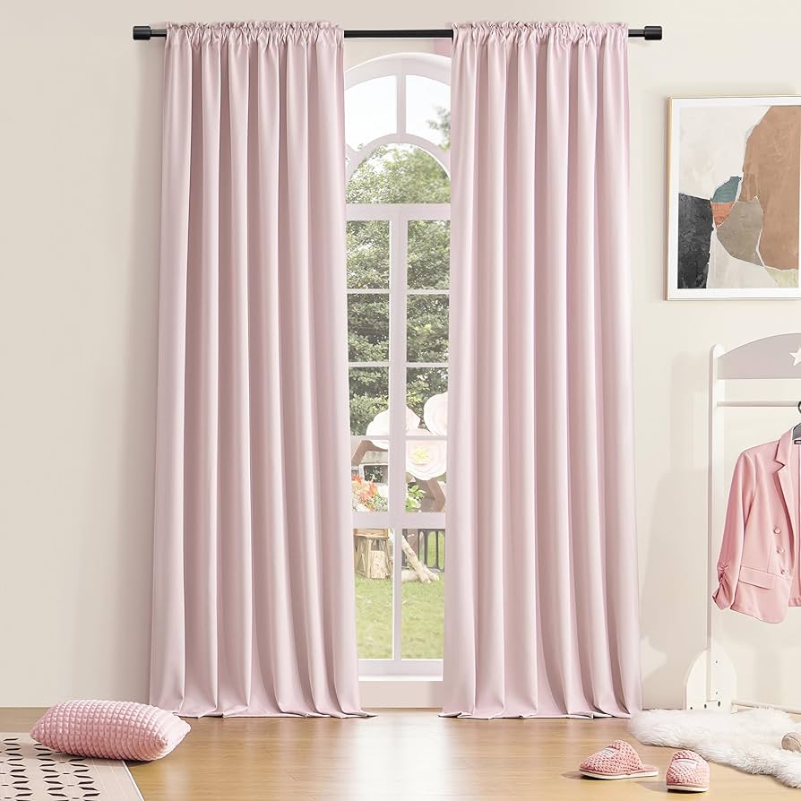 Amazon.com: DONREN 96 Inch Length Cute Blush Pink Room Darkening