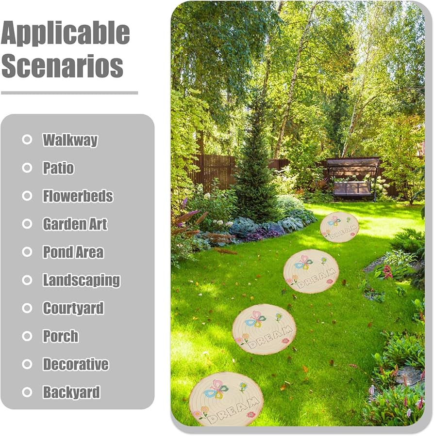 Amazon.co.jp: 飛び石 庭 丸い舗装石の踏み石 蝶石 3 個、 木の切り株