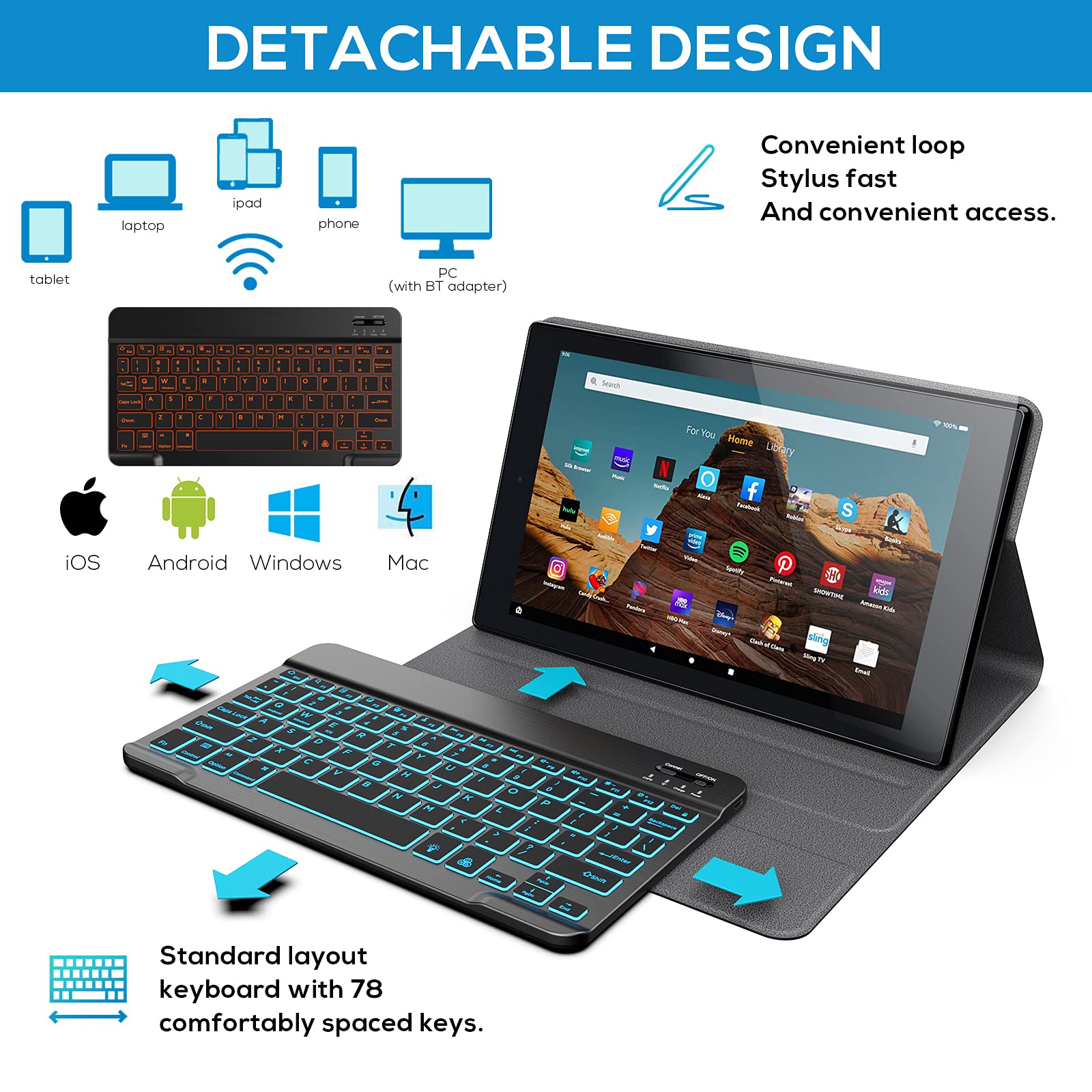 Amazon.co.jp: typecase キーボード Kindle Fire HD 10タブレット10.1