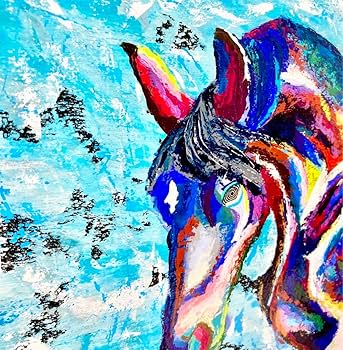 Amazon.co.jp: 原画 馬 一点物 絵 絵画 動物画 肉筆画 アクリル画 現代