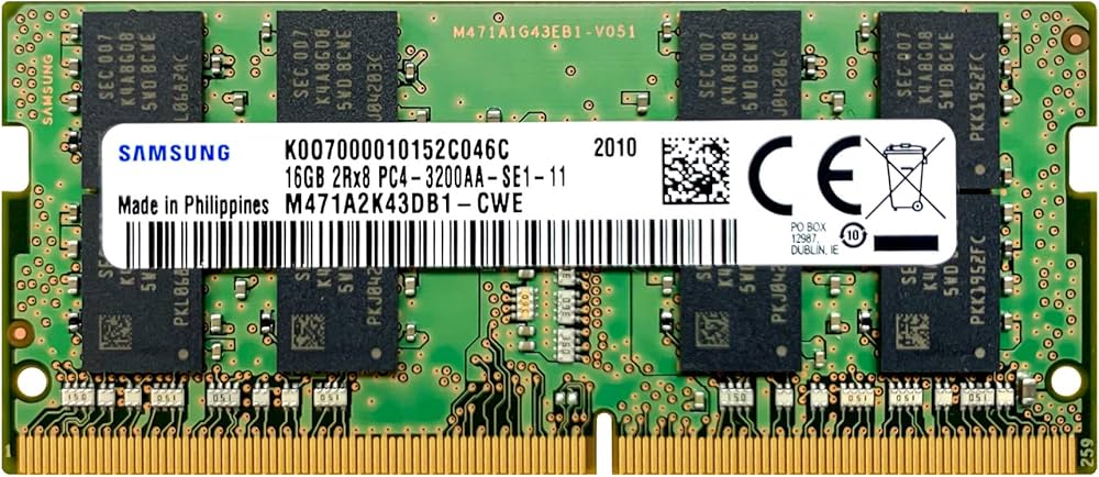 Samsung 16GB DDR4 3200MHz SODIMM PC4-25600 CL22 2Rx8 1.2V 260-Pin