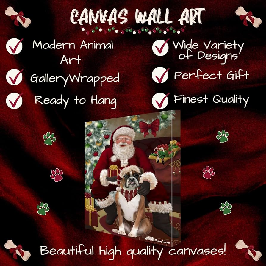 Amazon.com: Santa's Christmas Surprise Boxer Dog Canvas Wall Art