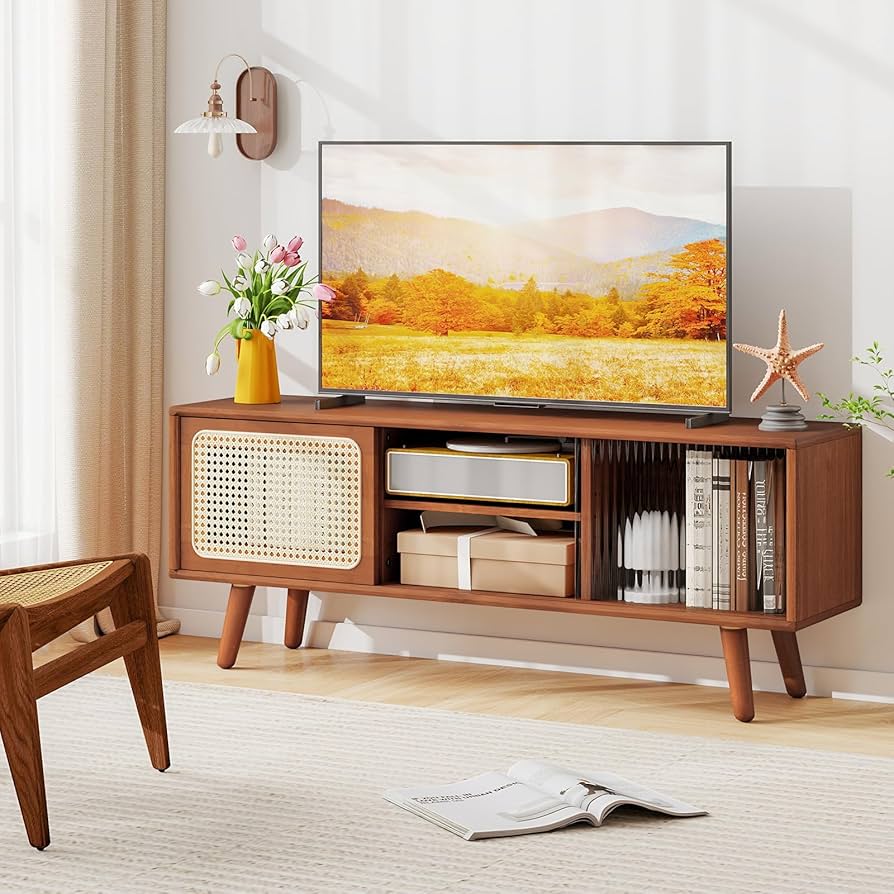 Amazon.com: Giantex Bamboo TV Stand for TVs up to 55
