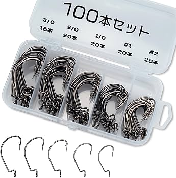 Amazon | Piscorush オフセットフックセット バス釣り ワームフック