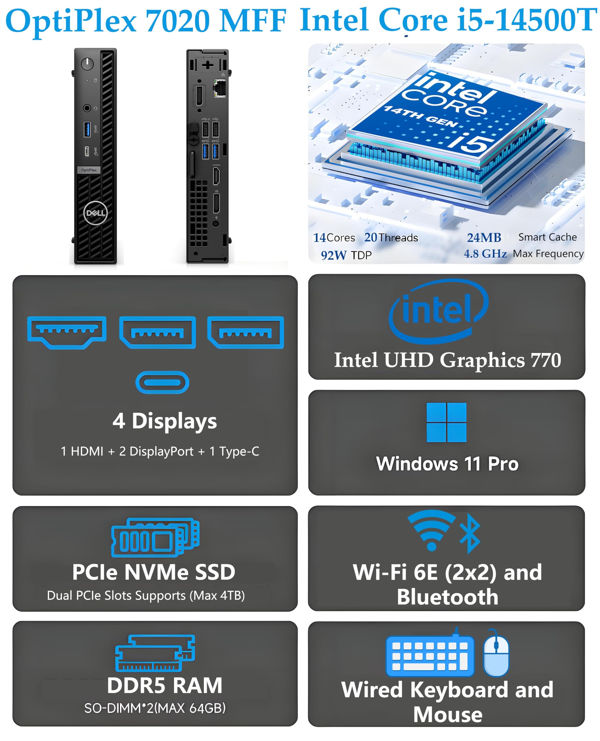 Amazon.com: Dell OptiPlex 7020 MFF 7000 Tiny Mini Business Desktop