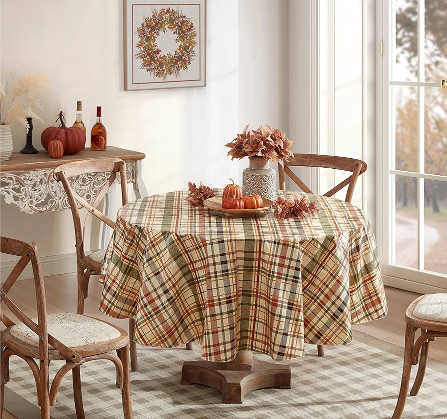 Amazon｜Newbridge 斜め格子縞ビニールフランネル裏地テーブルクロス