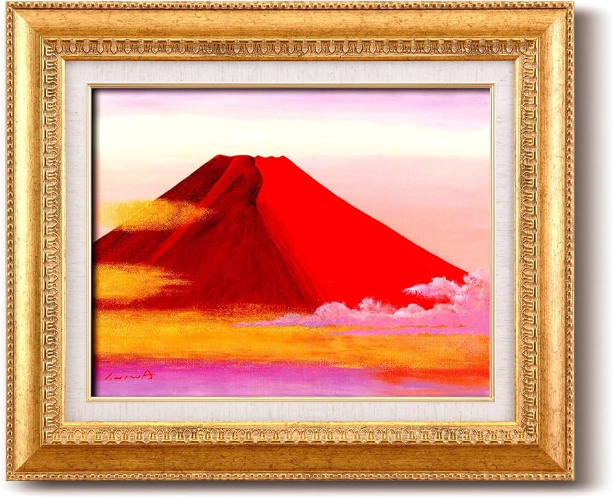 肉質油絵 横 F6 赤い屋根の家 額装仕上げ品 肉質油絵 横 F6 赤い屋根の