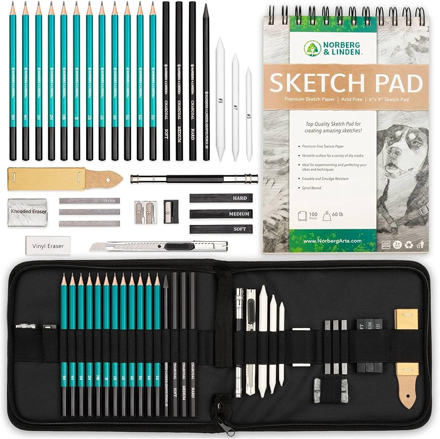 Amazon.com: Norberg & Linden XL Drawing Set - Sketching, Graphite