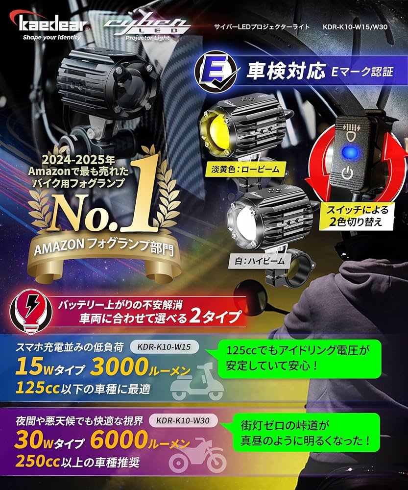 Amazon | Kaedear(カエディア) バイク LED プロジェクター フォグ