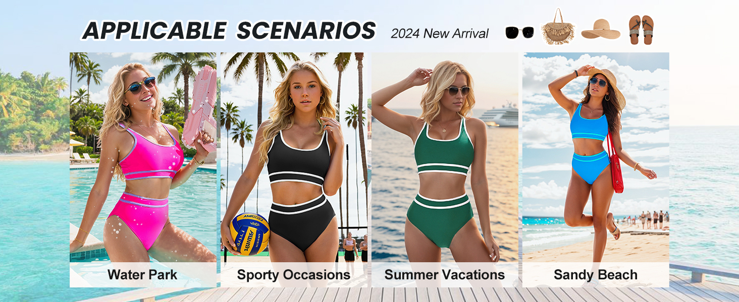 Amazon.com: Blooming Jelly Womens High Waist Bikini Sets Sporty