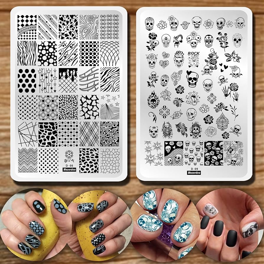 Amazon.co.jp: 2枚9.5x14.5cmネイルスタンピングプレートジオメトリ