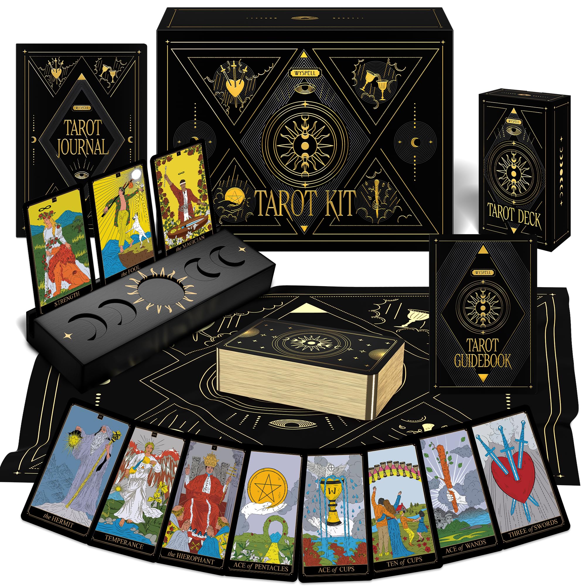 Wyspell Tarot Kit Includes Gold Tarot Cards with Guide Book, a