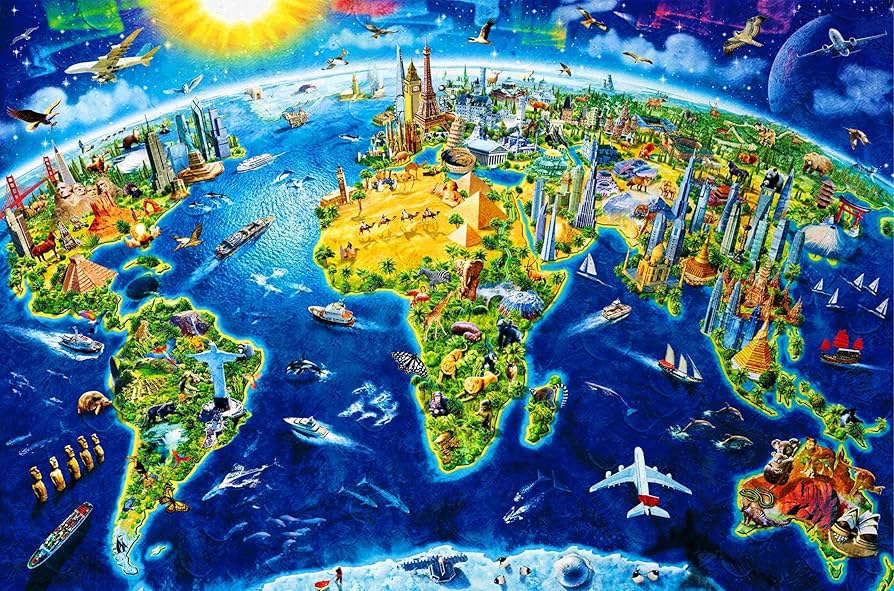 Amazon.co.jp: CHengQiSM 1000ピース ジグソーパズル 世界地図 パズル