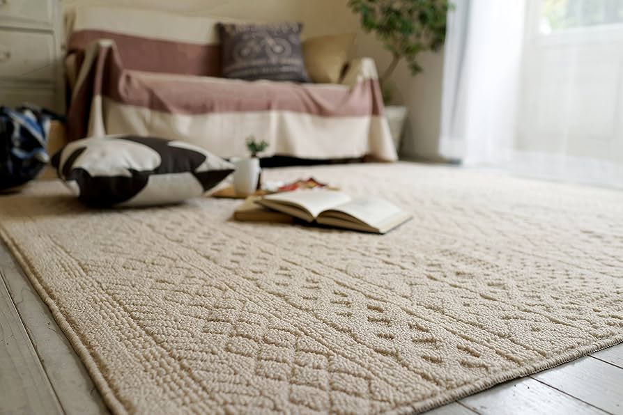 Amazon｜スミノエ 洗える ラグ カレン 185×185cm アイボリー 13469401