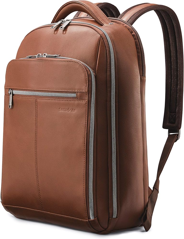 Amazon.com | Samsonite Classic Leather Backpack, Cognac , One Size