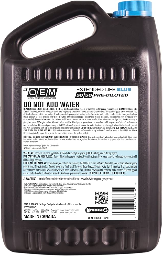 Recochem OEM 86-184BOEMH Blue Premium Antifreeze 50/50 Extended
