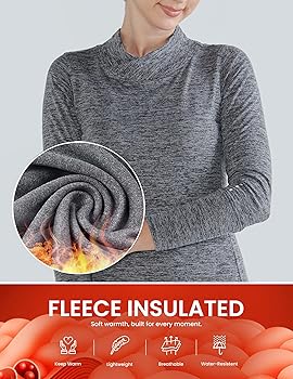 3 Pack Women's Thermal Fleece Shirts Long Sleeve Mock Turtleneck