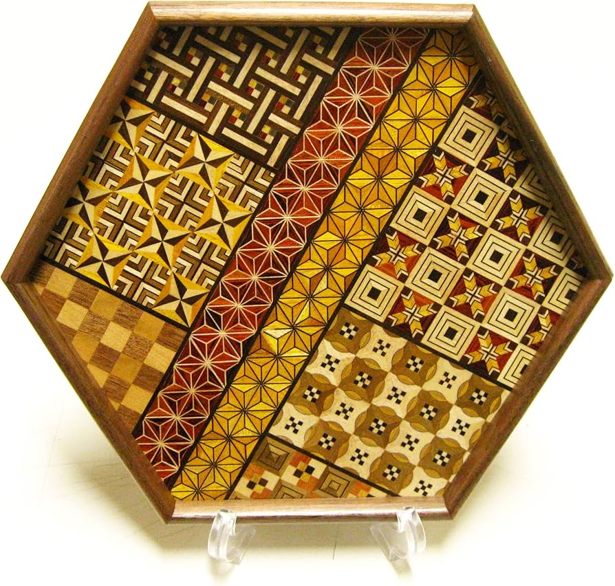 Amazon｜【箱根寄木細工 六角盆 小寄木柄】箱入り 伝統工芸品 日本製