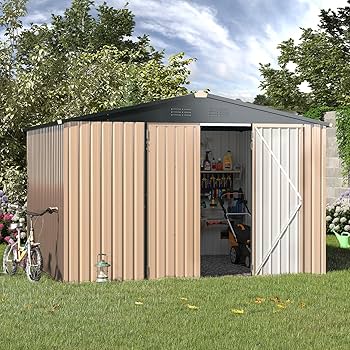 Amazon.com : AECOJOY 8' x 10' Outdoor Storage Metal Shed, Steel