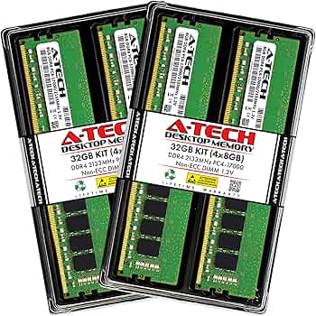 A-Tech 32GB (4x8GB) DDR4 2133 MHz UDIMM PC4-17000 (PC4-2133P) CL15