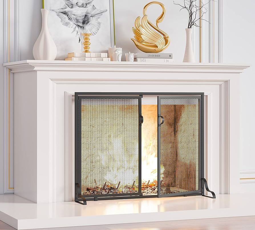 Amazon.com: Kingson 37.8x30.7 in Flat Fireplace Screen with Doors