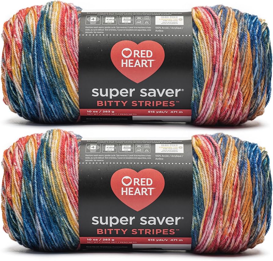 Amazon.com: Red Heart Super Saver Bitty Stripes Sunset Beach Yarn