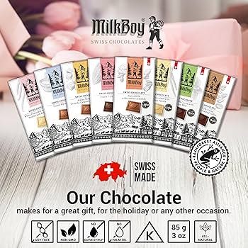 Amazon.com : Milkboy Swiss Chocolates Gourmet Milk Chocolate Bars