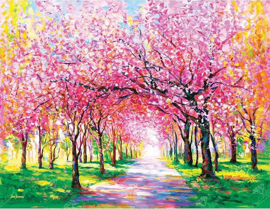 DIAMOND ART CLUB Cherry Blossom Trees Diamond Painting Kit, Fun