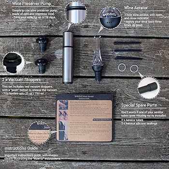 Amazon | Barvivoワインエアレーターとワインセーバーポンプ、 2つの