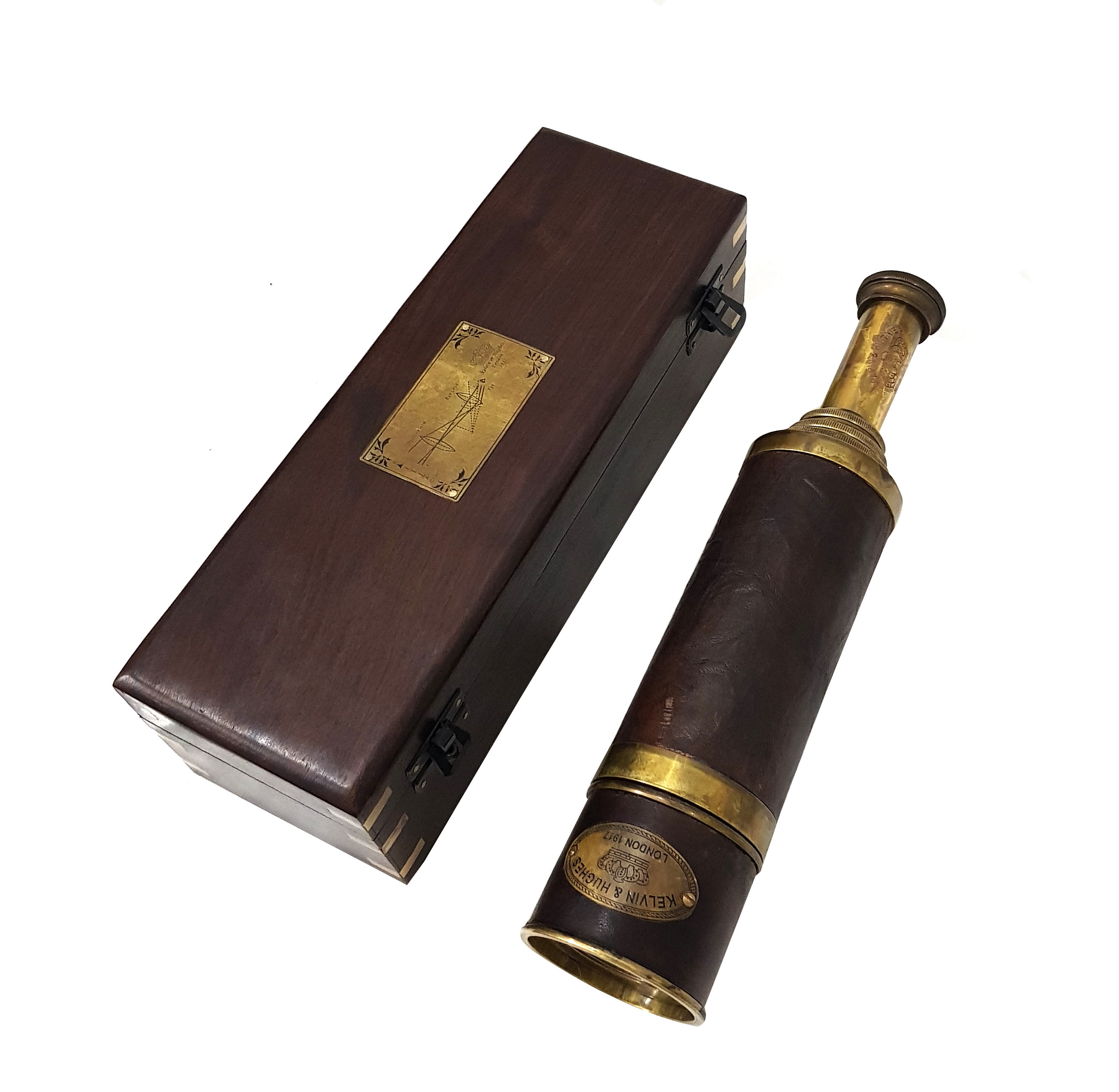 Amazon.com: Antique Brass Leather Telescope Kelvin & Hughes London
