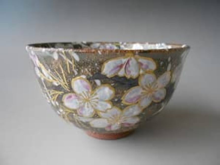 清水焼 藤平正文作 抹茶碗 茶道具 京焼清水焼藤平正文作桜抹茶茶碗共箱