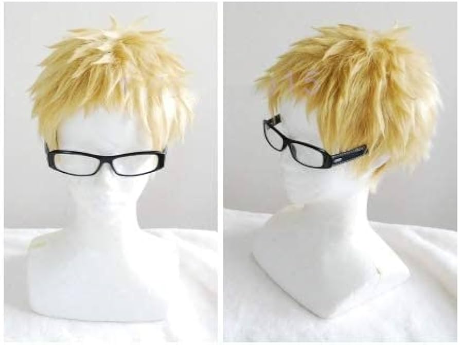 Amazon.co.jp: ゴールド 金 耐熱 ショート ウィッグ/ハイキュー!! 月島