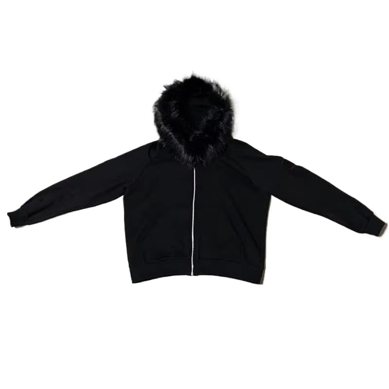 Amazon.com: heyheyshine Men's Zip Up Hoodie Fur Hooded Jacket Y2k