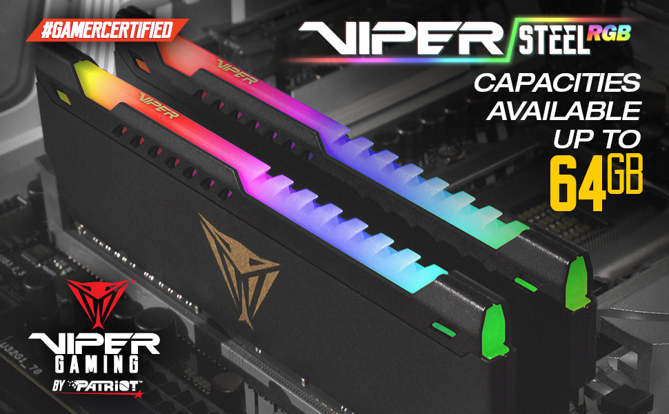 Patriot Viper Steel RGB DDR4 RAM 64GB (2X32GB) 3600MHz CL20 1.35v