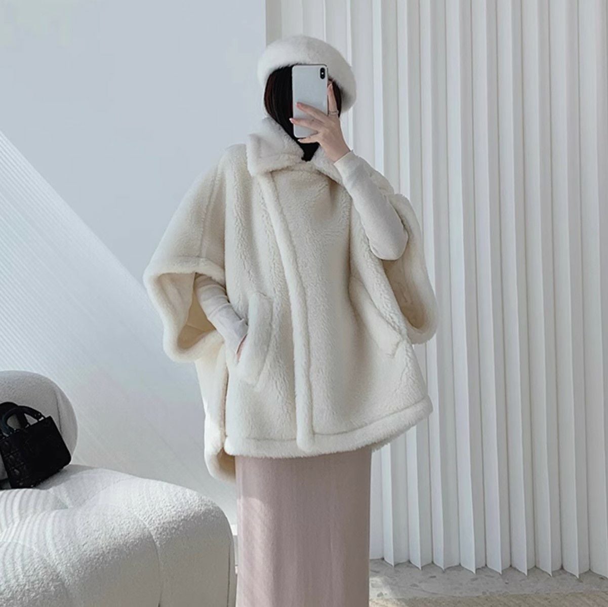 一部即納 7color WOOL ALPACA ケープ ポンチョ コート | LiLiRena