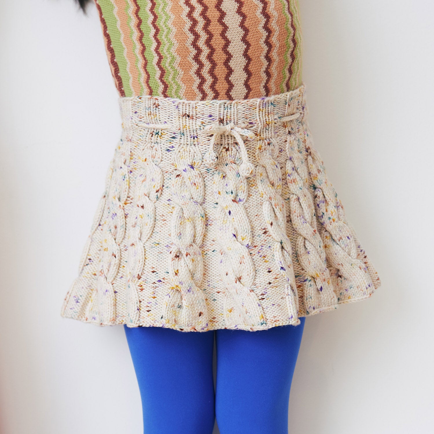 Handknit Merino Wool Cable Skating Skirt - Iris Confetti – MamaOwl