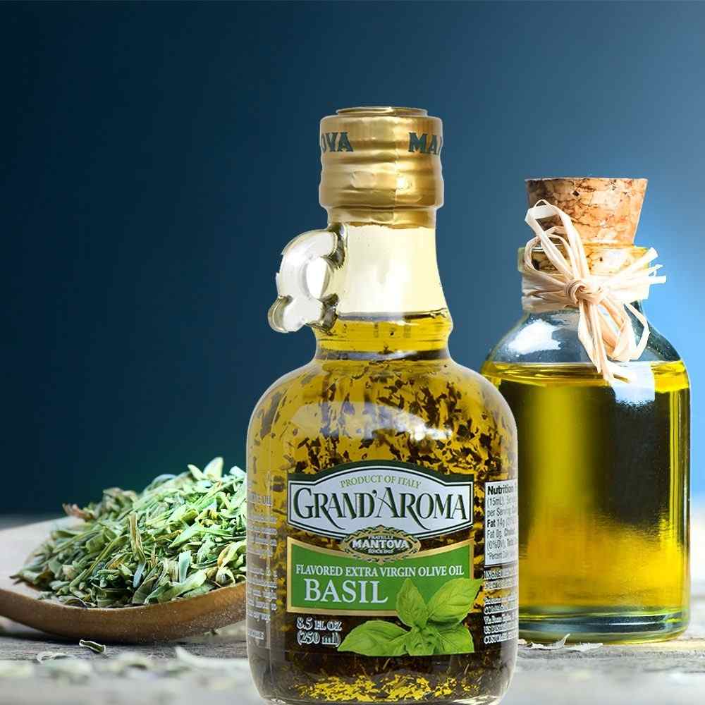 Mantova Grand'Aroma Basil Extra Virgin Olive Oil, 8.5 oz