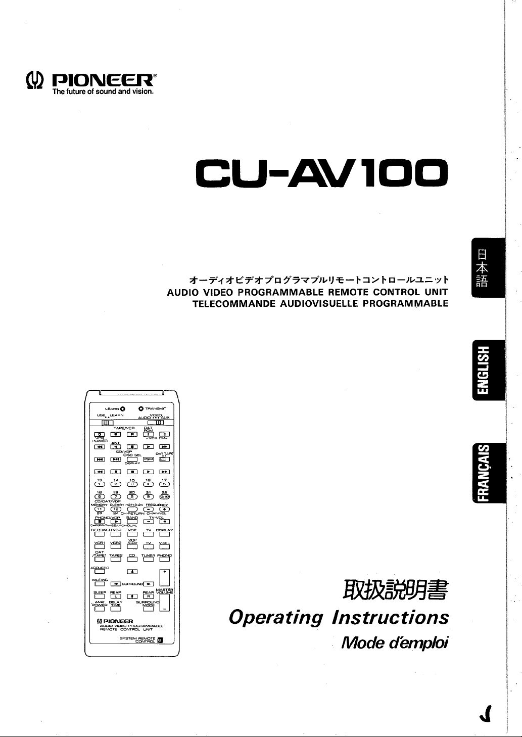 説明書 パイオニア CU-AV100 リモコン