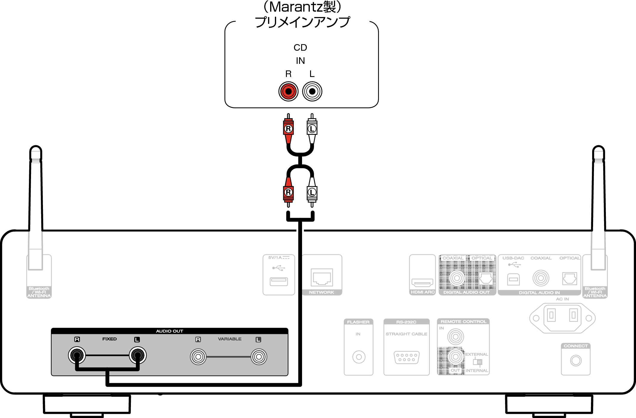 Marantz製アンプを接続する CD 50n