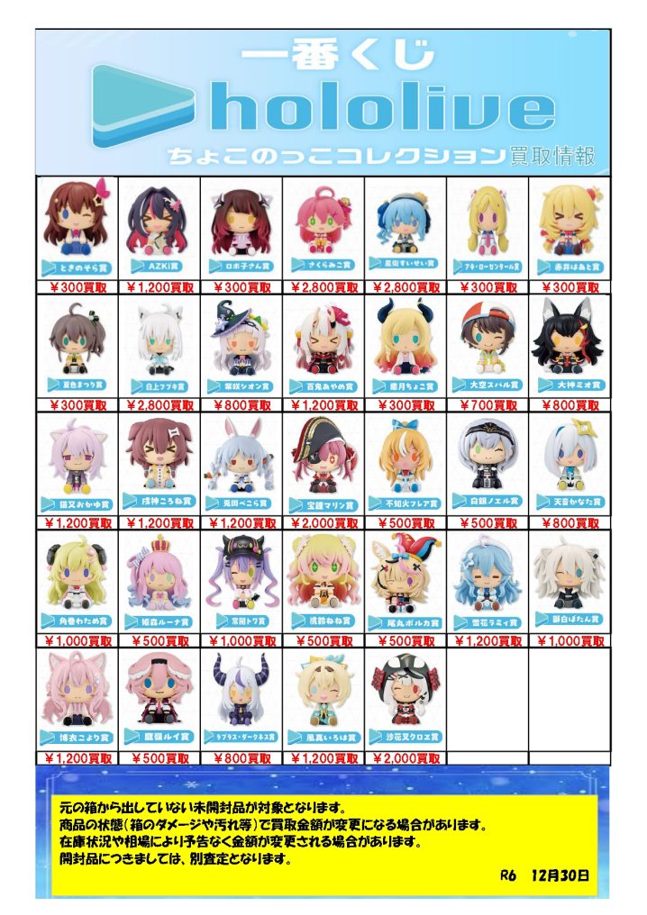 一番くじホロライブ ちょこのっこコレクションお売りください！ - 万代