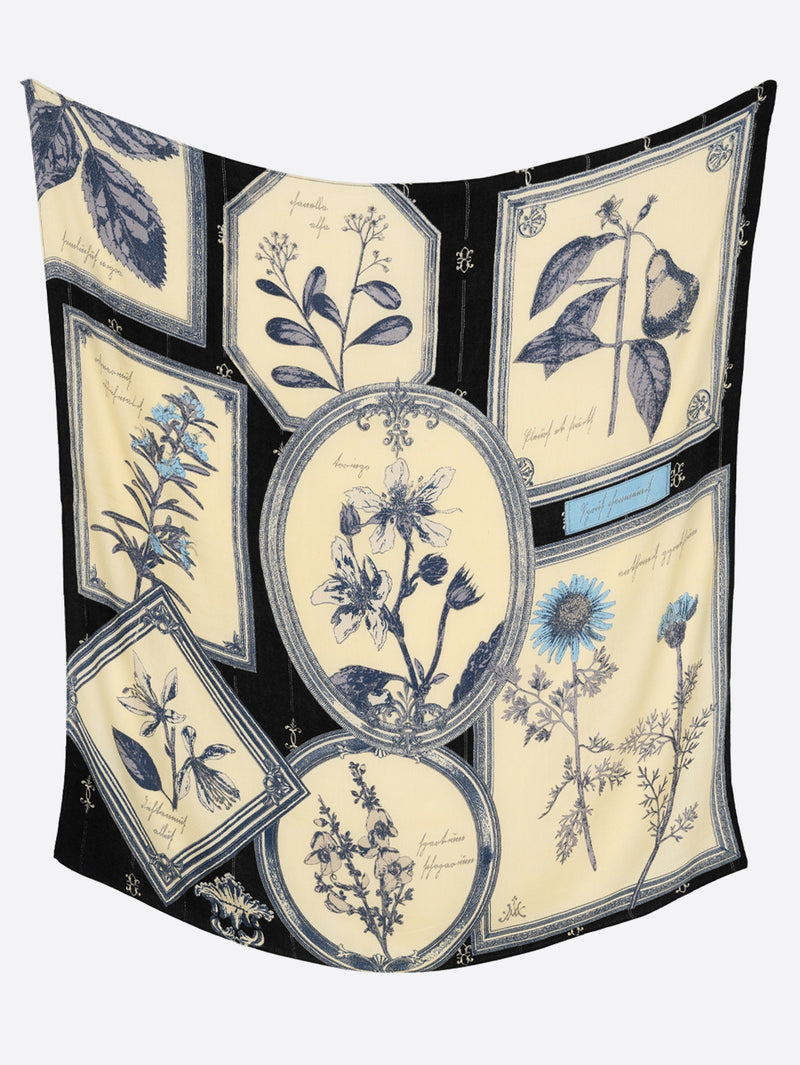 ウールシルクストールヘリンボーン織120＞フレームフラワー – manipuri