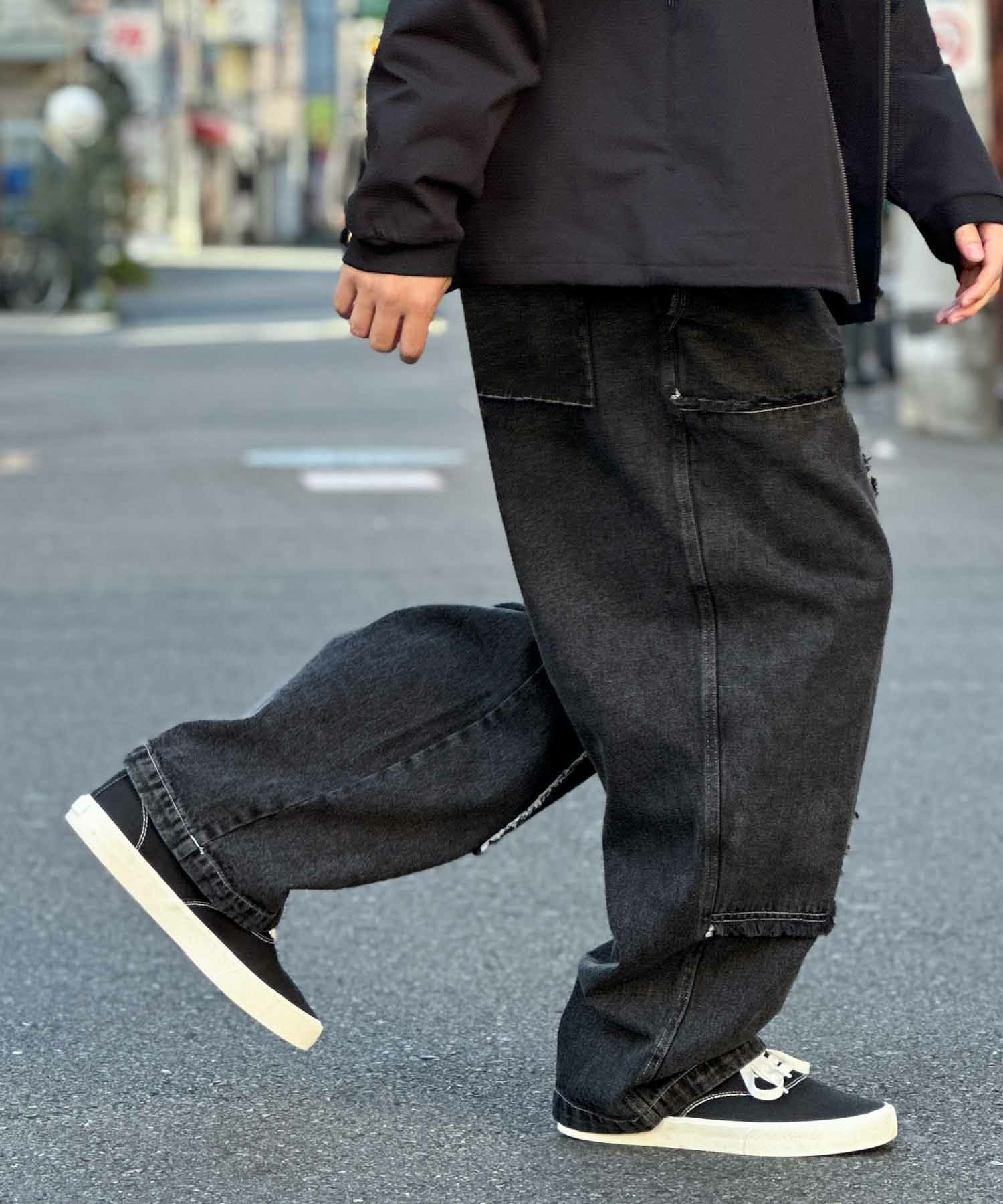 NOBLE PRODUCT ダブルニーデニムパンツ メンズ