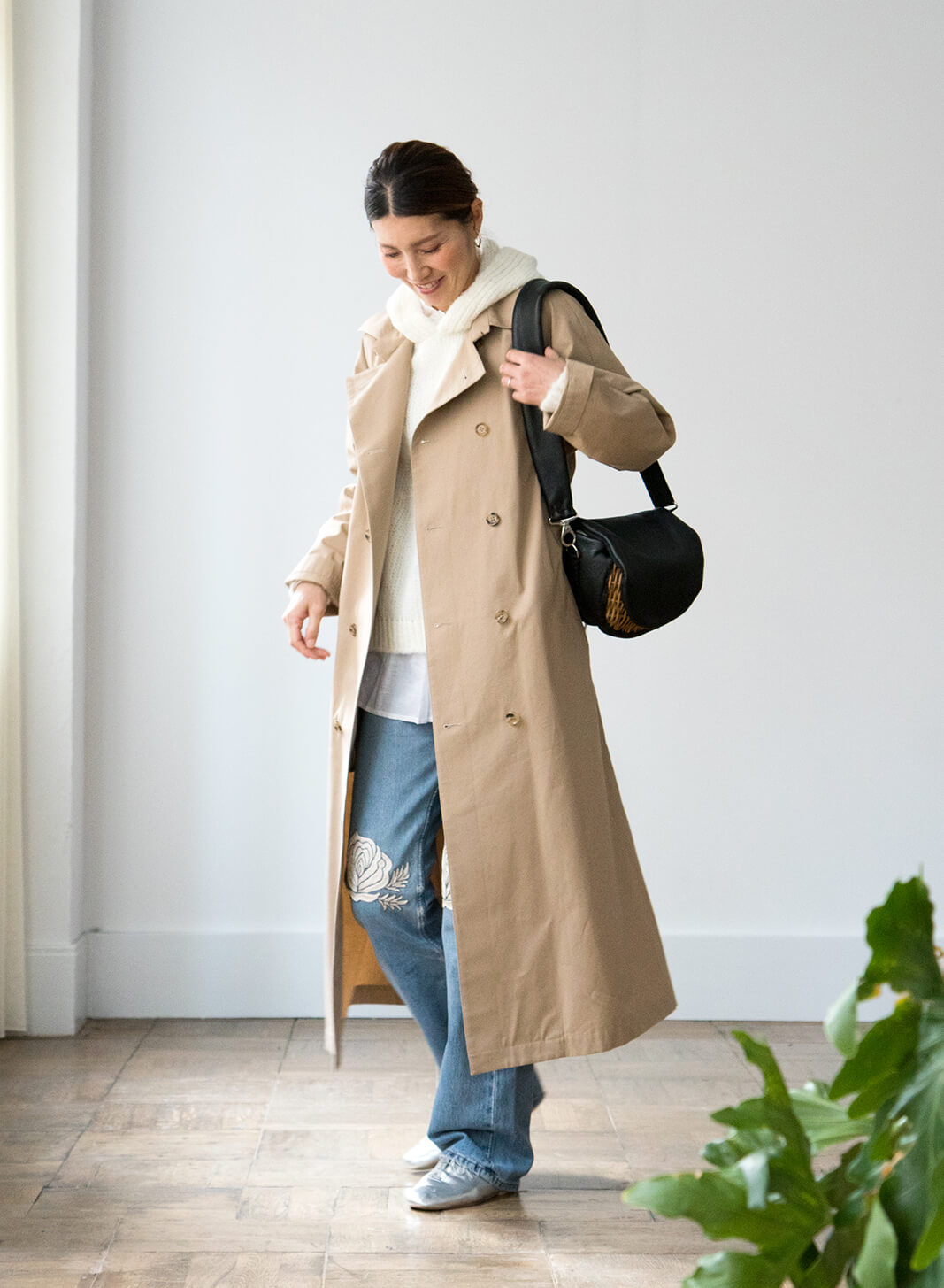 ebagos フニュ シュリンク・ボディバッグS (マロングラッセ） 籐ポケ