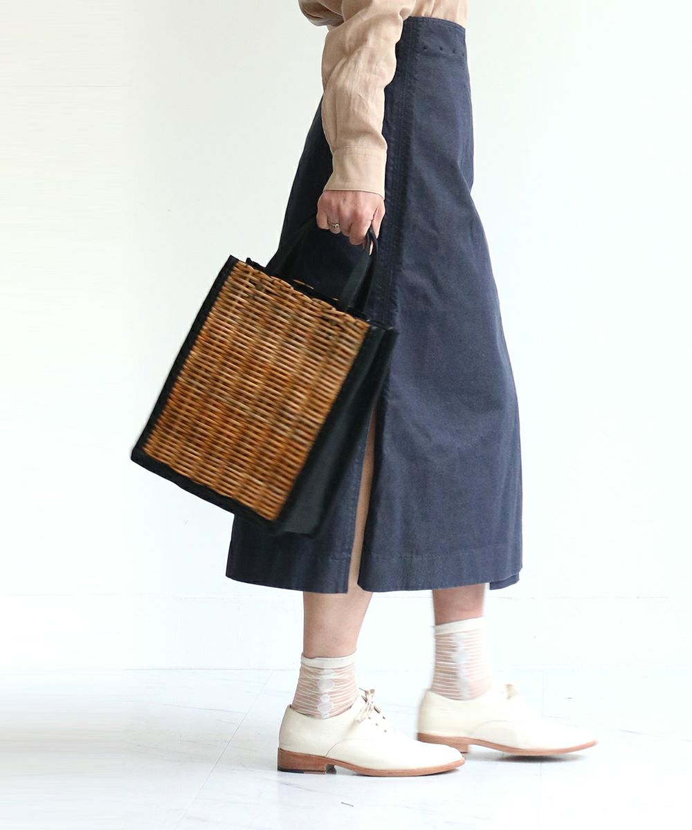 ebagosキャンバス・かご袋・ハンド（A4カゴ袋）防水キャンバス×紅籐