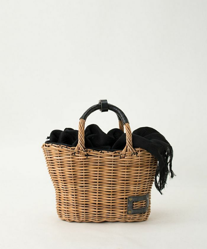 ebagos オープンハート バスケット ブライドルレザー×紅藤 BLACK