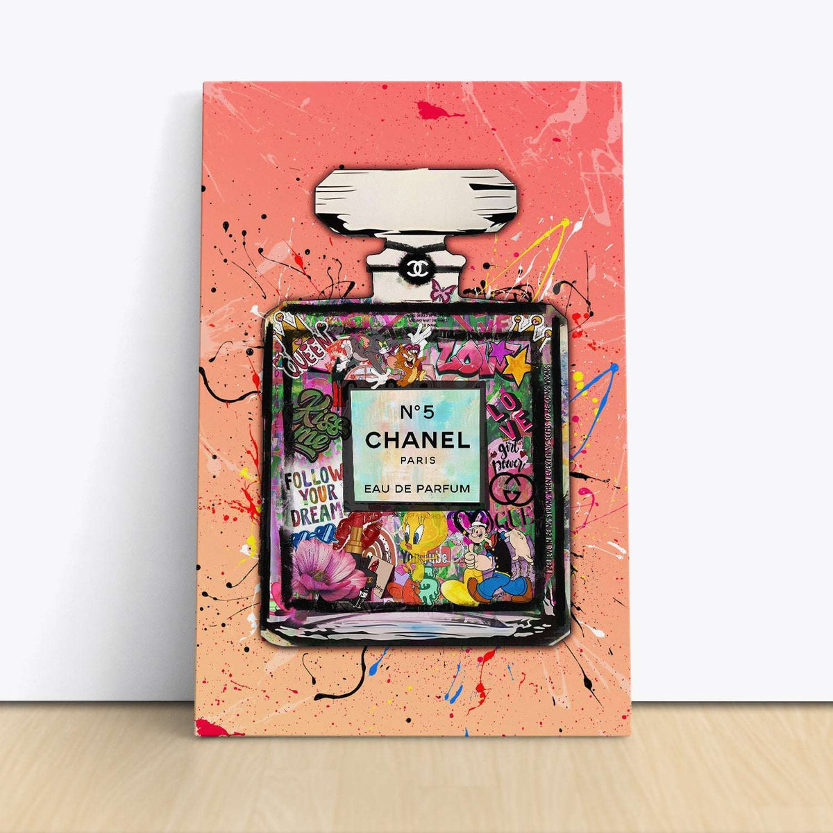 Graffiti Chanel No 5 - Pink - Magna Canvas
