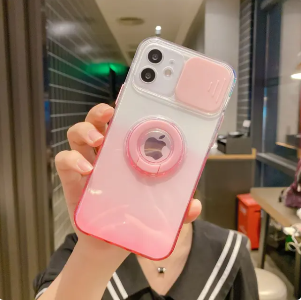 クリアポップ カメラ保護スライド＆リング付き iPhoneケース